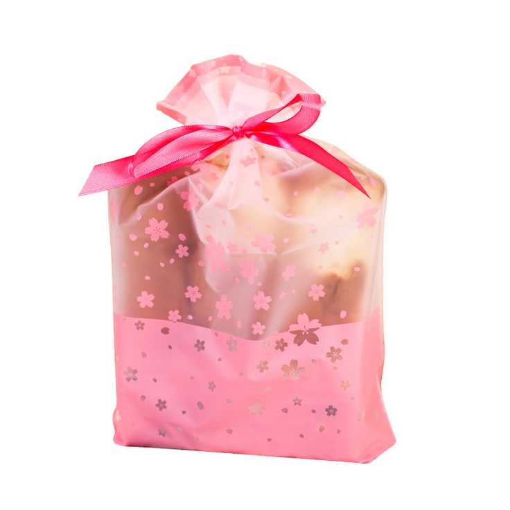 抽绳袋磨砂樱花束口袋拉绳袋化妆品饰品袋袜子旅行收纳袋穿绳袋50个起批详情图6