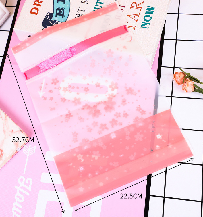 抽绳袋磨砂樱花束口袋拉绳袋化妆品饰品袋袜子旅行收纳袋穿绳袋50个起批详情图7