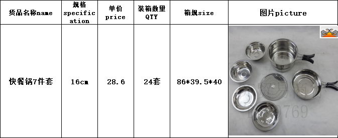 DF99769    快餐锅7件套  不锈钢户外野营携带套锅 便携式旅行锅 野餐用品  DF TRADING HOUSE详情11