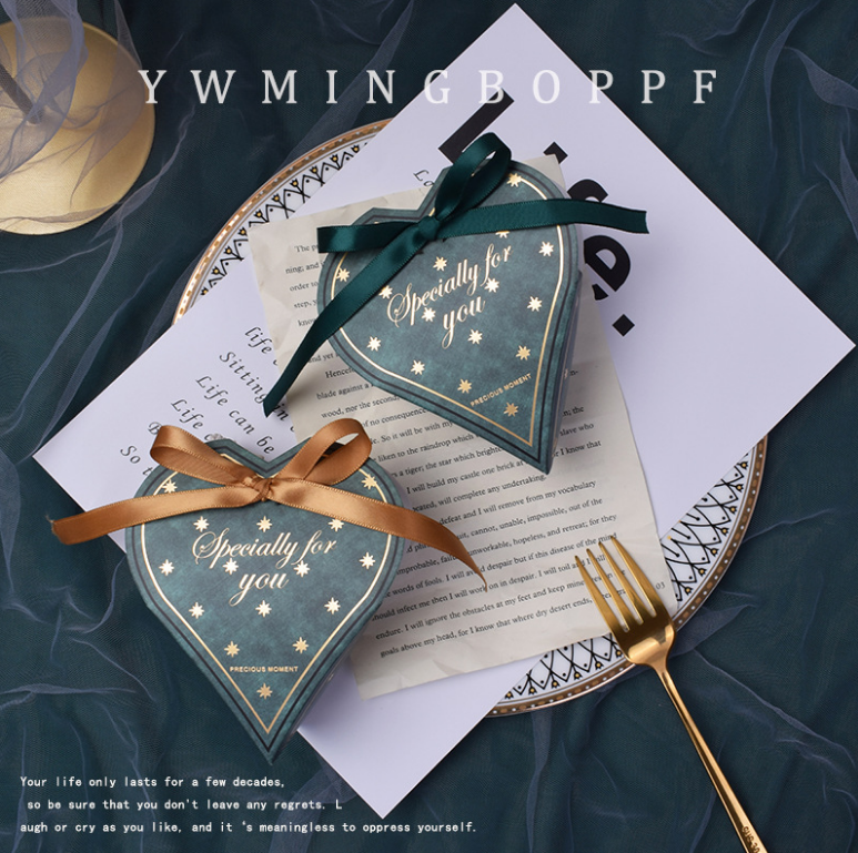 新款创意中式爱心型喜糖盒 欧式风结婚庆森系伴手礼品包装纸盒(定制款图片仅供参考)详情图2