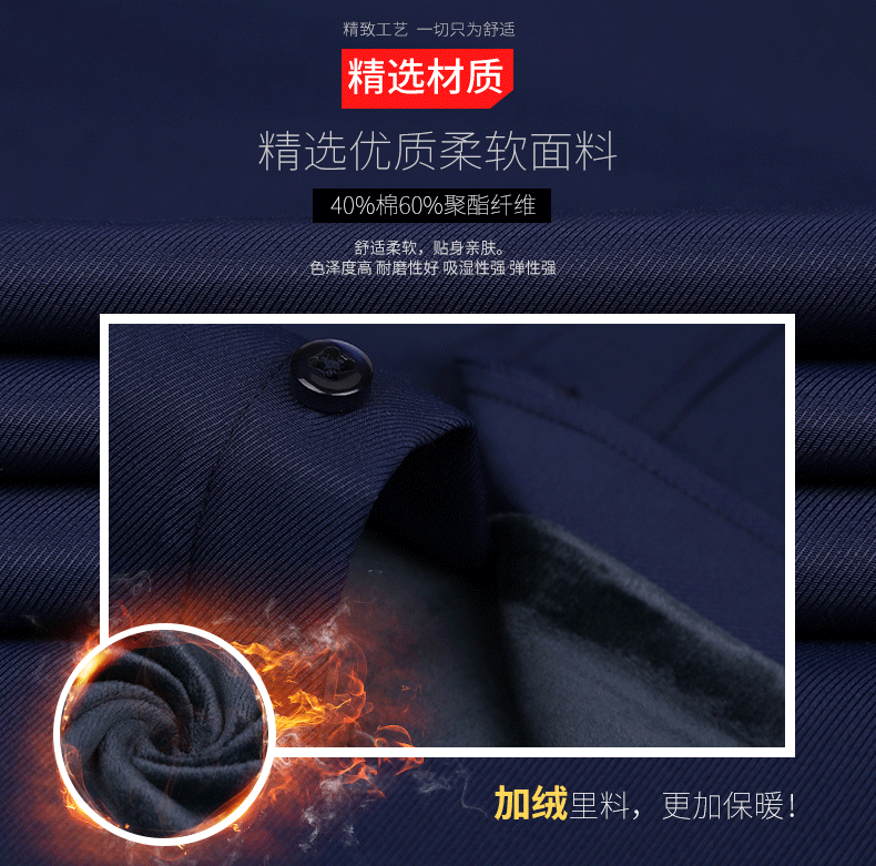 Winter large-sized men's long-sleeved shirt with fleece and thickened loose business formal wear, Korean-style casual base shirt for men detail image 7