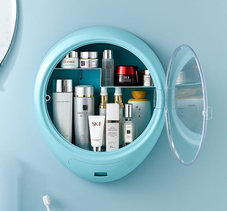 Wall-mounted makeup storage box Household vanity Bathroom toiletry-storage box holder is perforation-free