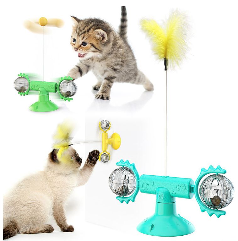 新款喵星球转转风车猫玩具猫咪转盘逗猫棒宠物益智逗趣用品