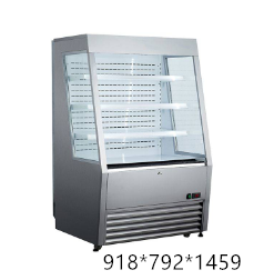 390L commercial display cabinet, open-type refrigerated air-cooled refrigeration, supermarket fruit and bread air curtain cabinet, vertical display, stainless steel model detail image 3