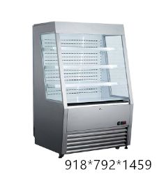 390L commercial display cabinet, open-type refrigerated air-cooled refrigeration, supermarket fruit and bread air curtain cabinet, vertical display, stainless steel model Specification image