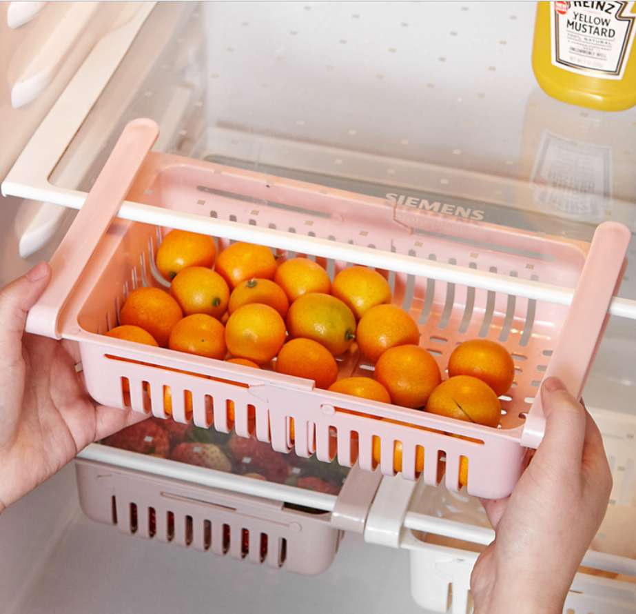 4个装冰箱塑料抽屉式收纳筐 厨房镂空沥水篮整理盒收纳篮细节图