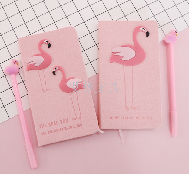 火烈鸟创意少女心本子笔记本记事本礼品手账本子套装详情1