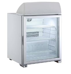 99L glass door display refrigerated display cabinet, single-door commercial refrigerated cabinet, small countertop cabinet with top light box