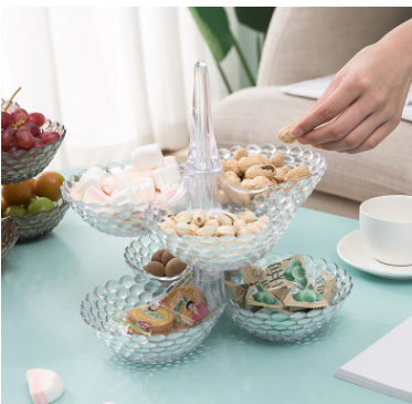 Creative multi-layered fruit platters for the living room, three-layer candy platters, heart platters, and fruit baskets in European style detail image 1