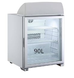 99L glass door display refrigerated display cabinet, single-door commercial refrigerated cabinet, small countertop cabinet with top light box Specification image