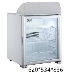 99L glass door display refrigerated display cabinet, single-door commercial refrigerated cabinet, small countertop cabinet with top light box details Picture
