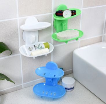 Suction cups Double soap rack Vacuum suction cups Plastic soap box Bathroom drain soap clip soap holder Soap rack
