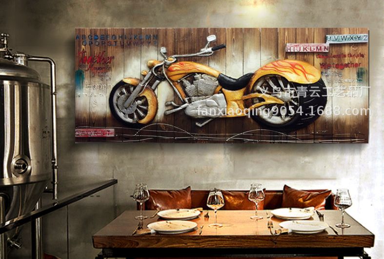 厂家直销批发美式复古立体机车木板壁画饭店餐厅酒吧咖啡厅墙面立体装饰画详情图4