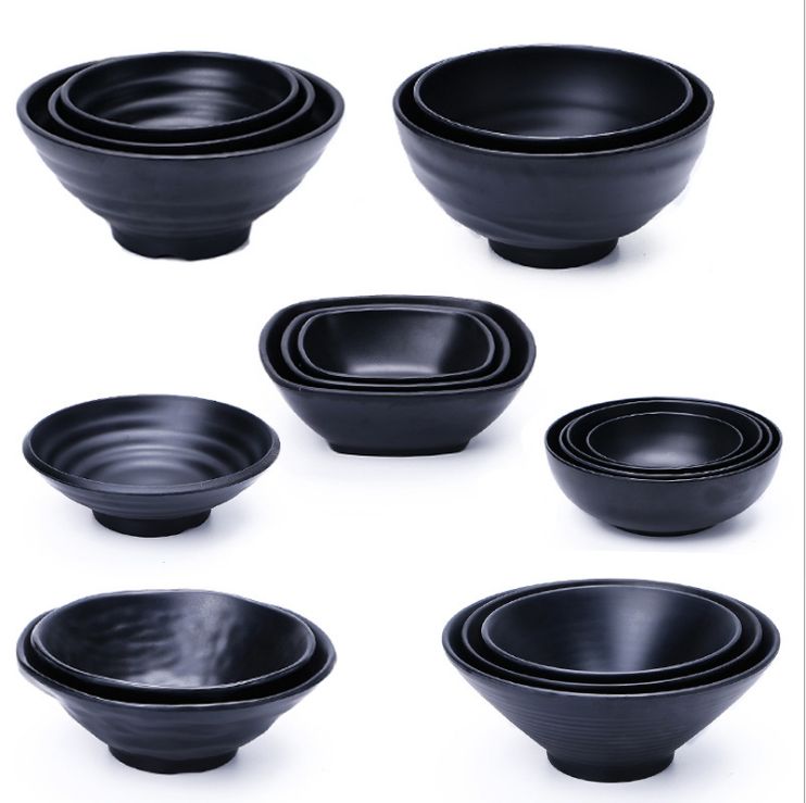 Miamine tableware imitation porcelain black flavor qianramen bowl mala Hot bowl rice soup porridge imitation porcelain bowl thumbnail