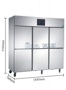 Commercial six-door freezer, refrigerated freezer, fresh-keeping cabinet, restaurant kitchen freezer, frost-free, air-cooled, dual-machine, dual-temperature details Picture