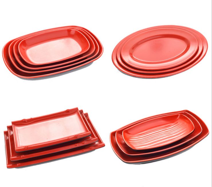 Thickened imitation porcelain melamine tableware long plates tableware snack plates fish plates black sausage powder dishes wholesale