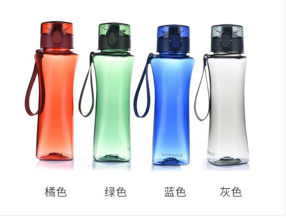户外旅行杯/带硅胶弹簧盖运动水杯/新款PC塑料太空杯产品图