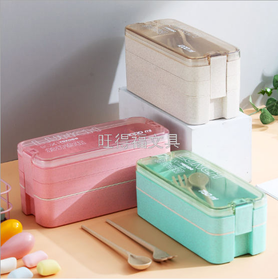 麦秆密封防漏冰箱保鲜盒生鲜保鲜塑料食品盒便当微波炉饭盒800ML详情图1