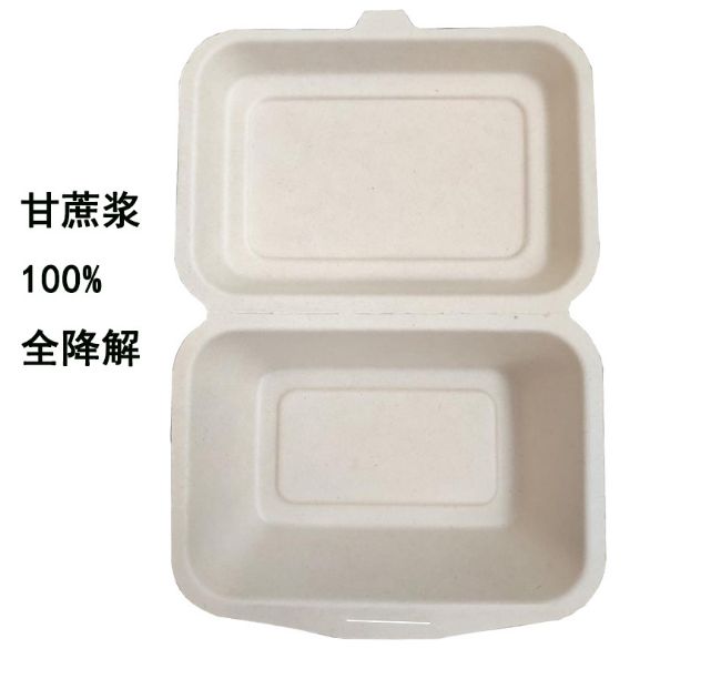 7x5寸可降解快餐盒一次性环保餐盒可降解甘蔗浆餐盒打包外卖餐盒