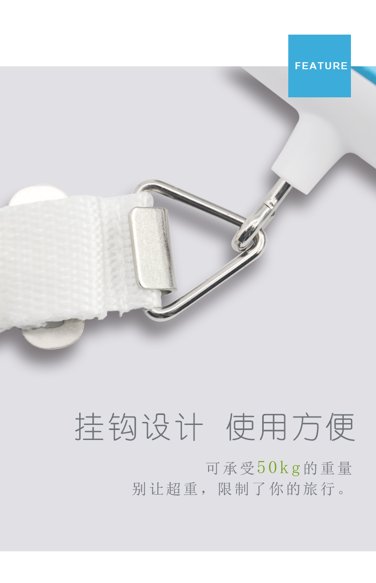 14192-713E Portable electronic luggage scale, 50kg multi-color long strip portable luggage scale, high-quality for foreign trade detail image 4