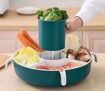 火锅拼盘厨房洗菜盆家用塑料蔬菜篮装水果盆可旋转蔬菜水果沥水篮