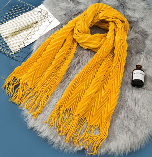 Ladies Fashion Trend With Warm Fringe Double Sided Hat Imitation Cashmere Shawl