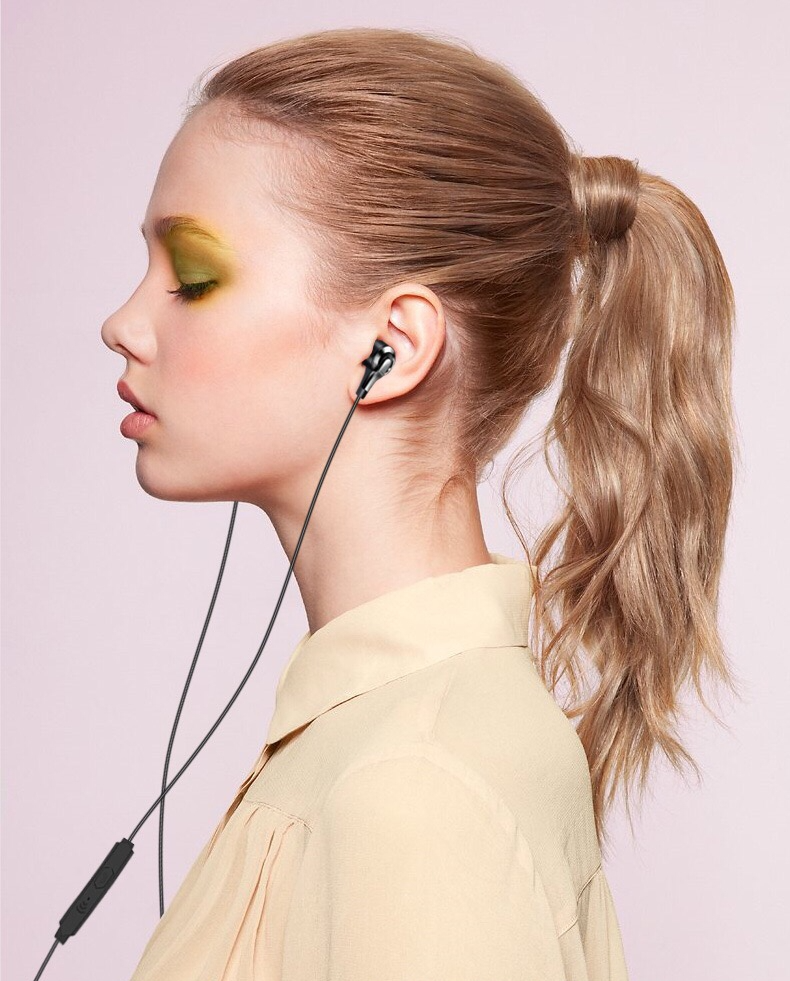 Low-frequency universal in-ear headphones, mobile phone and computer wired headphones, line-controlled sports headphones detail image 3