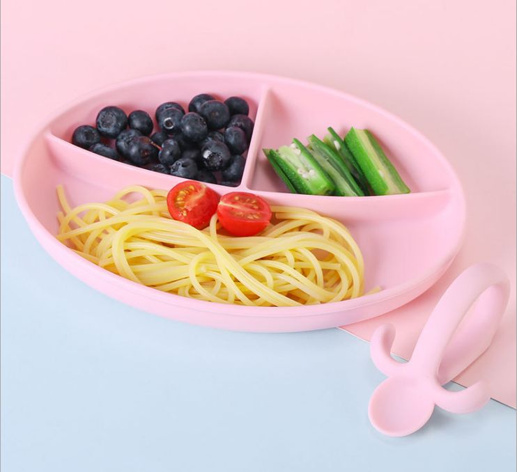 One-piece silicone segmented placemats, infant and toddler anti-drop suction cups, plates, children's segmented complementary food suction cups, silicone dinner bowls