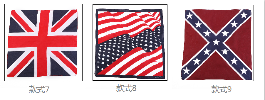 Hao Hao Headscarf Manufacturers Direct For Europe And America Men And Women Outdoor Sports Headscarf Hip-Hop Cotton Flag Square Wholesale Magic Headscarf Item Picture