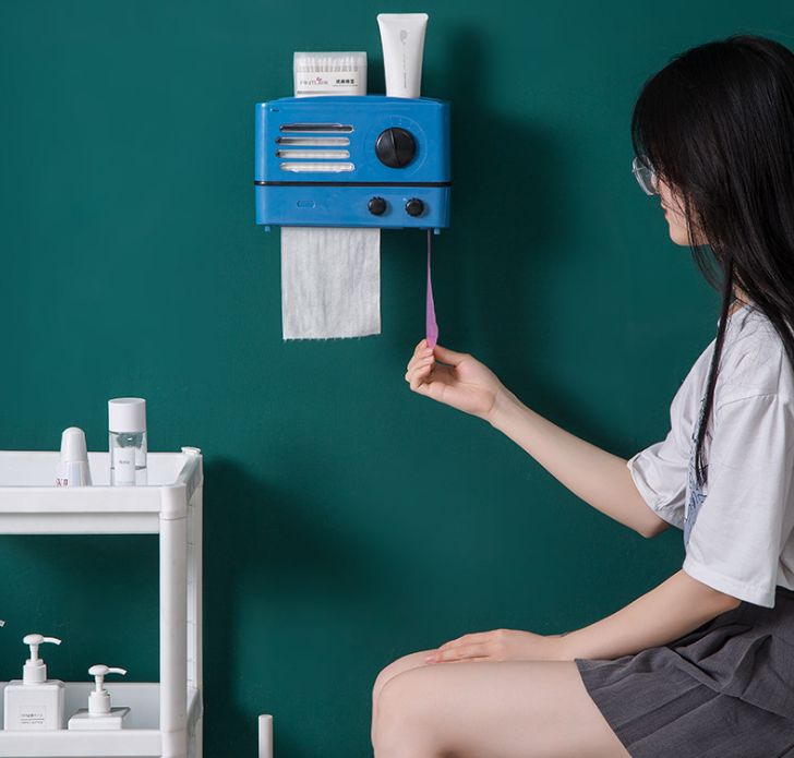 Toilet tissue box Waterproof retro tissue box Vertical roll holder Dispenser box Toilet tissue box