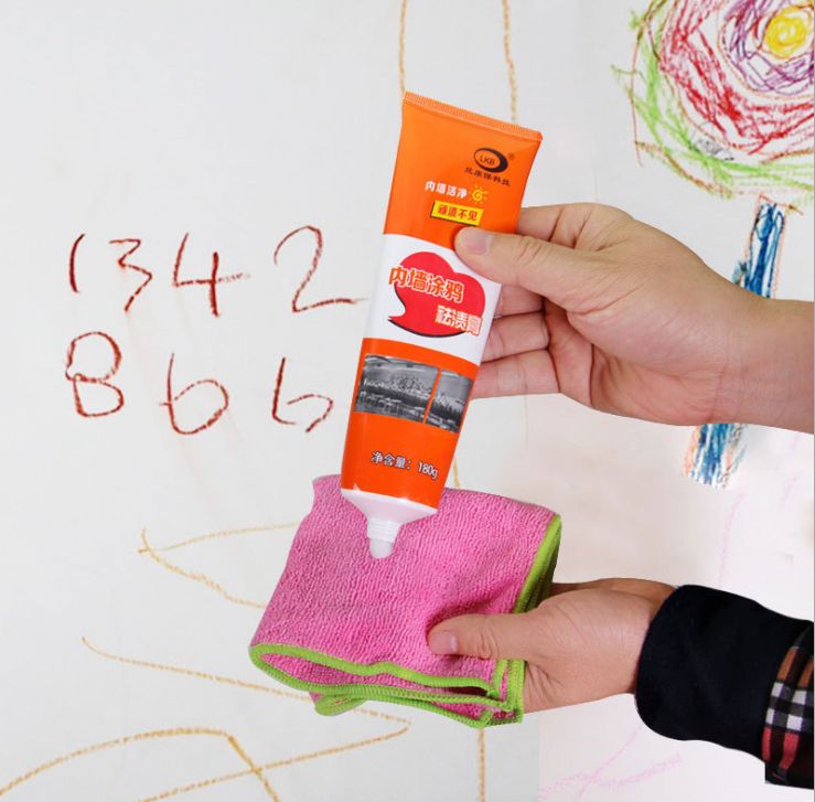 Remove interior wall graffiti stain cleaning paste Wall footprint Child paintbrush pencil Crayon print friction mark stain remover