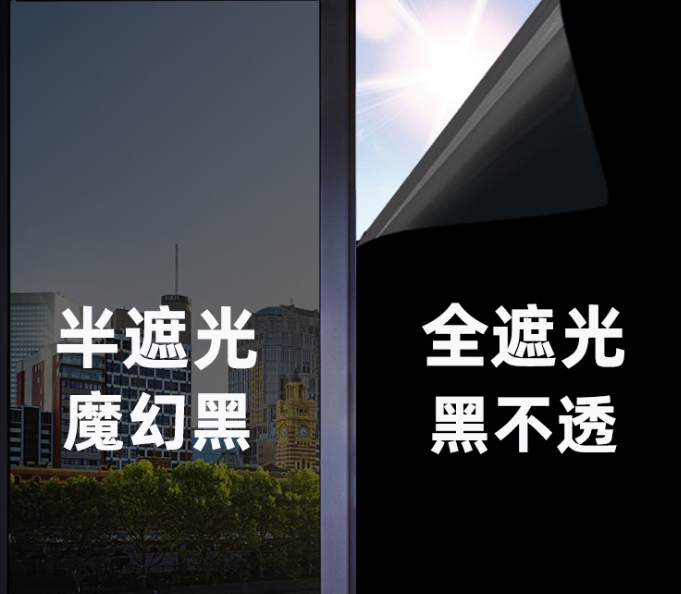窗户贴膜隔热膜防晒玻璃纸全遮光膜贴纸遮阳黑色半透明不透光窗贴详情图1