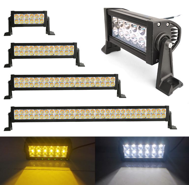 Hummer double row long light 12V-60V two-color car light SUV jeep front light modified strip light