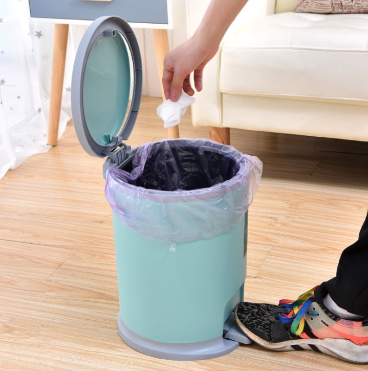 Creative and fashionable home, pedal and hand-press trash can small size details Picture