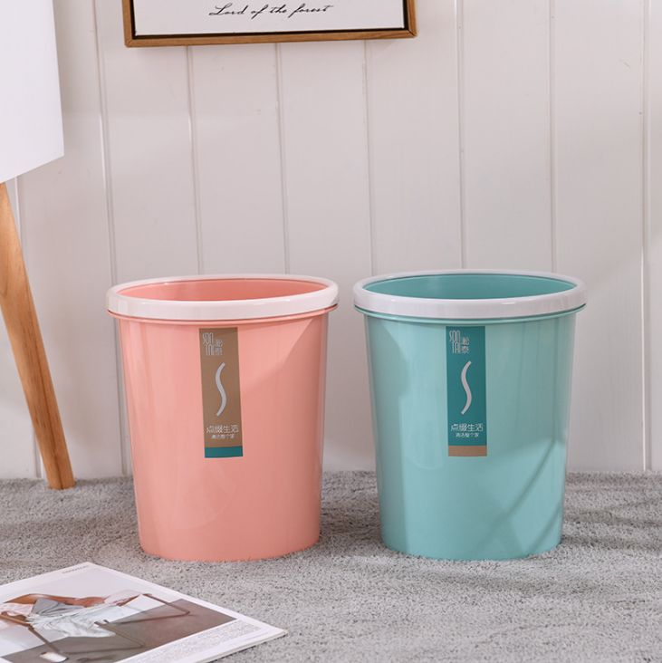 Creative and fashionable home solid-color trash can with a ring details Picture