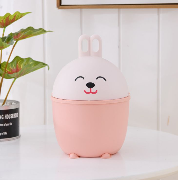 Fashionable and creative cartoon rabbit desktop trash can opening Specification image