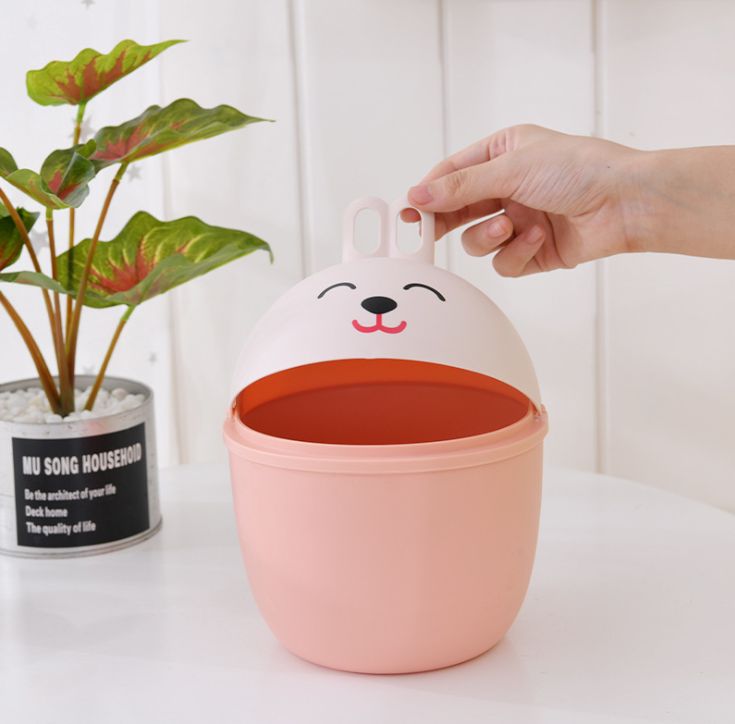 Fashionable and creative cartoon rabbit desktop trash can opening details Picture