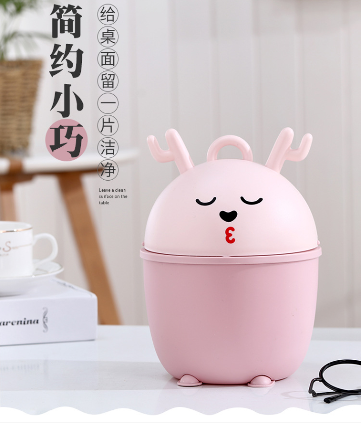Cartoon Deer compact desktop multi-functional trash can detail image 1