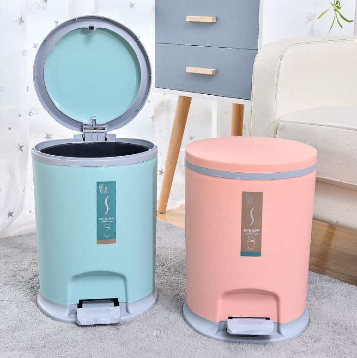 Creative and fashionable home, pedal and hand-press trash can small size