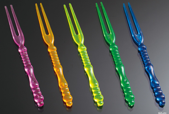 Disposable Plastic Tableware Plastic Fruit Fork, Disposable Fruit Fork, Disposable Color Plastic Tableware Color Fruit Fork full figure