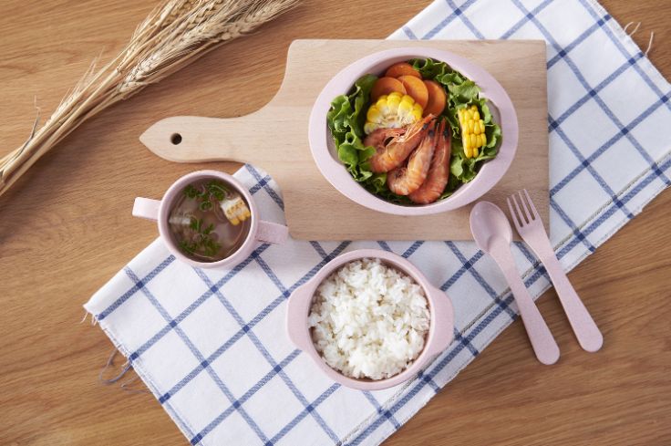 小麦秸秆儿童碗餐具套装卡通造型叉勺水果盘碗细节图