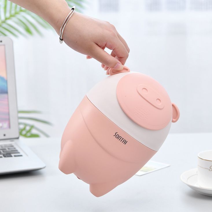 Creative cartoon cute pig desktop trash can, push-type large-capacity multi-functional compact classified trash can details Picture