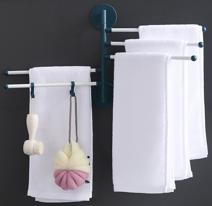 No-punch towel rack Black simple folding rotary movable stand Bathroom Bathroom bathroom pendant towel bar