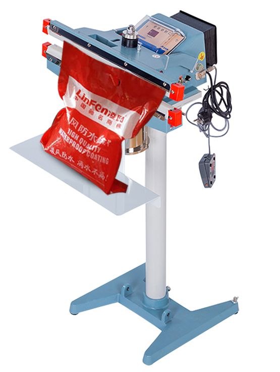 Double heating electromagnet 350 foot pedal sealing machine automatically and instantly heats plastic bags for sealing, vertical electric foot pedal heat sealing machine