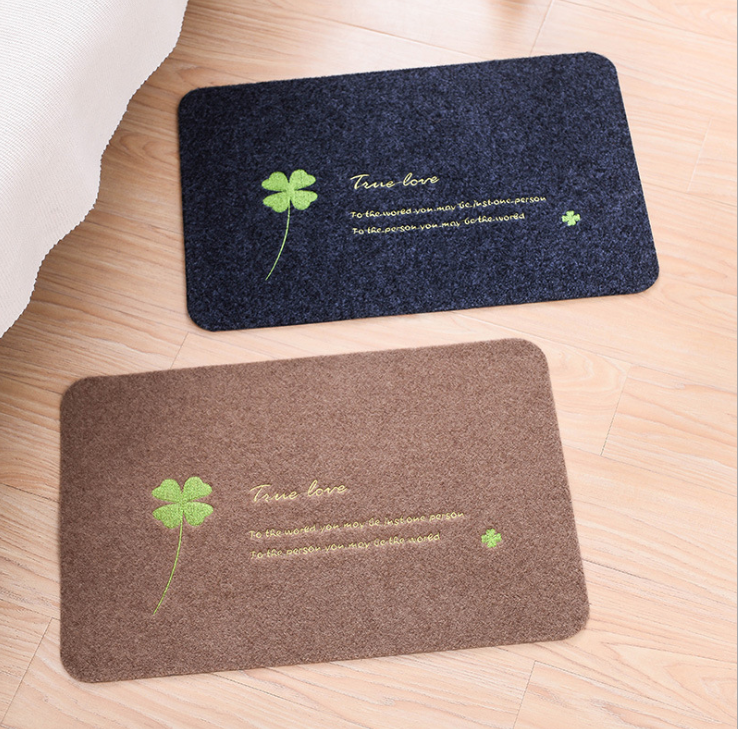 Home four-leaf clover floor MATS, anti-slip dust-removing MATS, fleece foot MATS, bathroom and kitchen printed anti-slip MATS detail image 3
