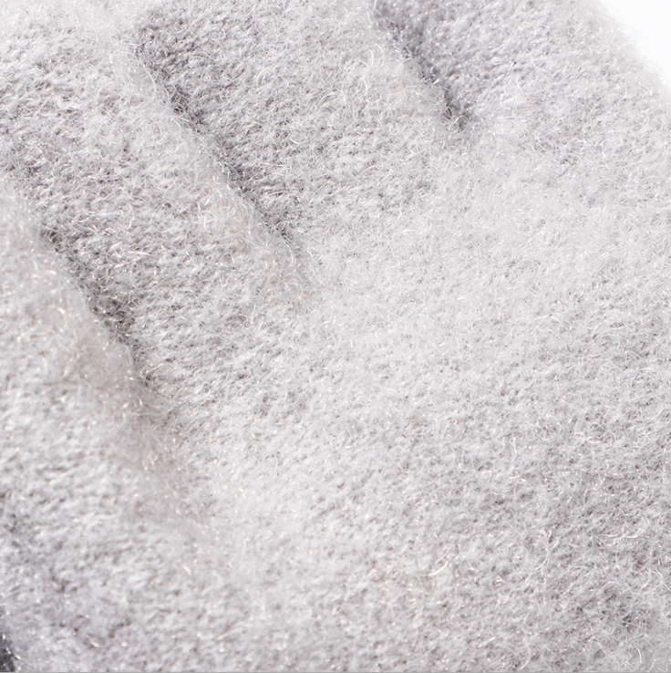 Winter simple Korean-style warm and cute little Daisy dew finger woolen gloves, women's half-finger gloves detail image 2