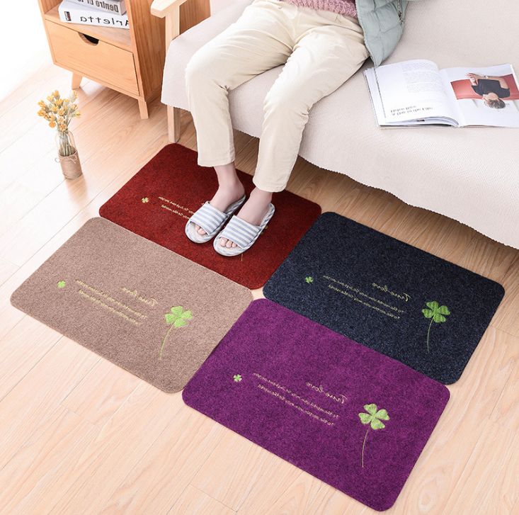 Home four-leaf clover floor MATS, anti-slip dust-removing MATS, fleece foot MATS, bathroom and kitchen printed anti-slip MATS