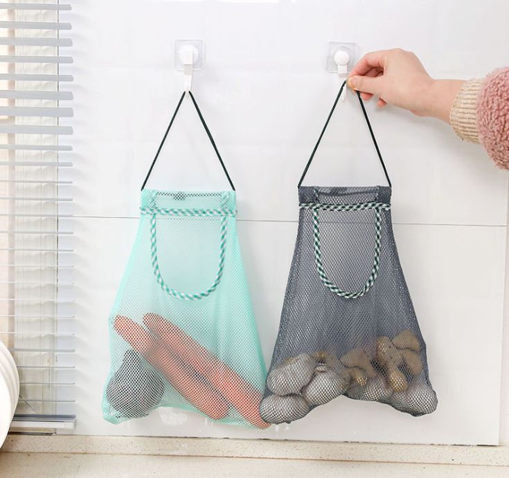 创意厨房果蔬收纳网袋可挂式多用途生姜大蒜洋葱分类袋储物袋详情图2