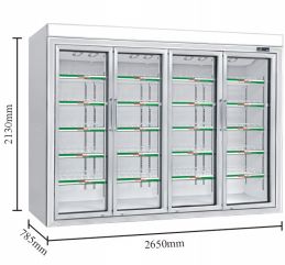 Four-door display cabinet for supermarket split machines: 2650*785*2130mm Specification image