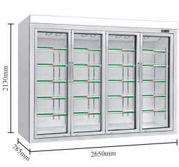 Four-door display cabinet for supermarket split machines: 2650*785*2130mm detail image 2